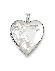 Sterling Silver 20mm D/C Footprints Heart Locket. Metal Wt- 3.4g