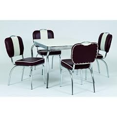 Design Retro Esstisch 120 x 80 cm, rechteckiger Tisch mit Chrom US Style, Dekor:Polarwei�