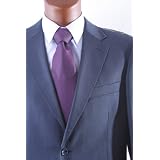 Men's Super 140's 100% Wool Single Breasted 2 Button Navy Windowpane Dress Suit with Side Vents