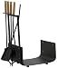 ALWE 337069 Kaminbesteck Stahl grau 4-tlg., mit Holzkorb