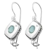 Elegant Blue Chalcedony 925 Sterling Silver Diamond-Shaped Dangle Earrings