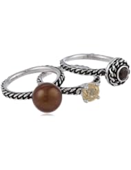 Honora "Skinny Jeans" Chocolate Freshwater Cultured Pearl and Smoky Quartz Ring, Size 7