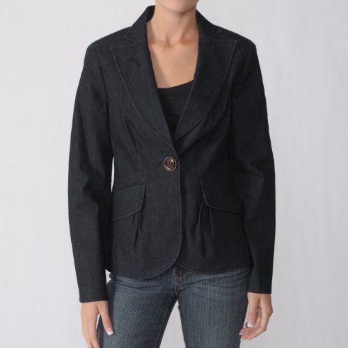 Focus 2000 Womens Dark Denim Casual Blazer