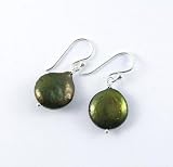 Sterling Silver Coin Pearl Drop Earrings