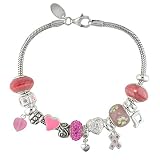 Sterling Silver Venetian Charms on Snake Chain Bracelet