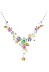 Glamorousky Colorful Flower and Tiny Butterfly Necklace with Multi-color Austrian Element Crystals (986)