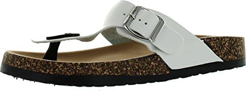 Anne Marie Womens Glory-1 Super Soft Bed Stud Flat Thong Sandals,White,7.5