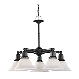Sea Gull Lighting 31061-782 Sussex Five-Light Chandelier, Heirloom Bronze Finish with Satin Etched Glass