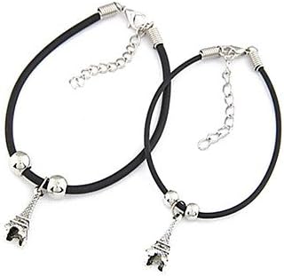 Couple's Alloy Eiffel Tower Pattern Leather Bracelet