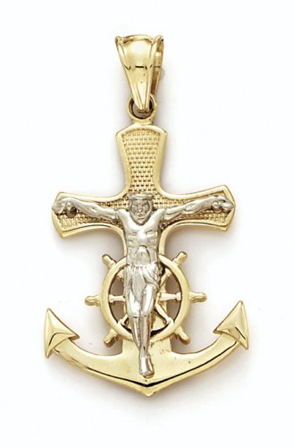 14K 2T Anchor & Cross Pend - GH14546