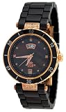 Oniss ON642-LRG1 Women's Rose Gold Trim Diamond Accented Black Ceramic Watch