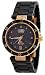 Oniss ON642-LRG1 Women's Rose Gold Trim Diamond Accented Black Ceramic Watch