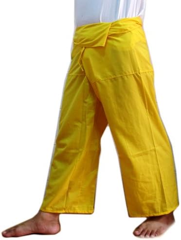 Thai Beautiful Fisherman Pant Yoga Cotton Free Size (Yellow)
