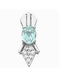 14K White Gold Oval Cut Aquamarine and Diamond Pendant -- LIFETIME WARRANTY