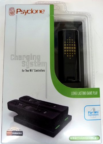 Wii Psyclone Charging System for Two Wii Controllers - Rechargeable, Powered by Duracell