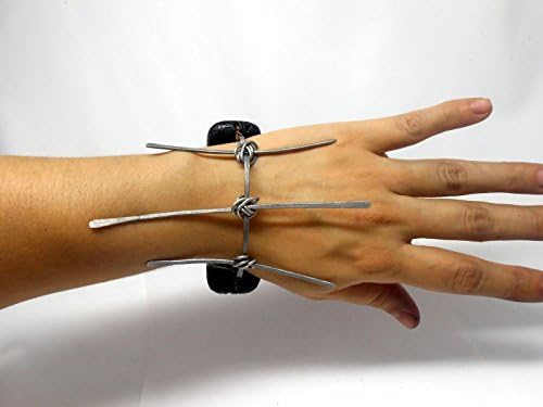 3 spikes lava rock adjustable cuff - modernist long hammered original fashion cuff - statement art jewelry