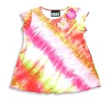 Rubbies - Toddler Girls Tie Dyed Cap Sleeve Tunic, Pink, Lime