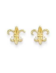 MadiK® Kids 14k Yellow Gold Polished CZ Fleur De Lis Post Stud Earrings