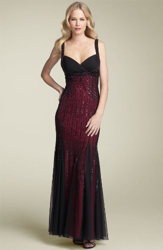 Formal Evening Gown - Beaded Dress for Prom, Party Dress by Sean Collection (50172) BLKRED