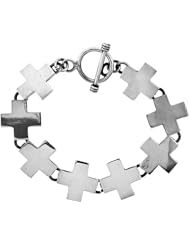 Sterling Silver Cross Bracelet Toggle Clasp Handmade 3/4 inch wide, sizes 8, 8 1/2 & 9 inch