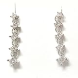 14K White Gold Princess Cut Diamond Journey Earrings - 0.50 Ct.