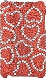 New Silver Red Multi Heart Collage Sparkling Rhinestones Full Diamond Bling Apple Ipod Touch 2nd 3rd 2 3 Gen Generation Itouch Snap on Mp3 Case 8GB 32GB 64GB