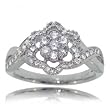 1/2CT Diamond Flower Ring in14K White Gold Size 7