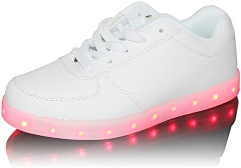USB LED Light Shoes Men Women 2 Colors Fashion Led Shoes Flats Low-top Adults Shoes,White,5.5US
