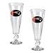New England Patriots NFL 2pc Pilsner Glass Set with Football on stem - Oval Logo