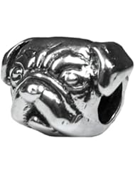 Sterling Silver Pug Dog Bead Charm BZ1766