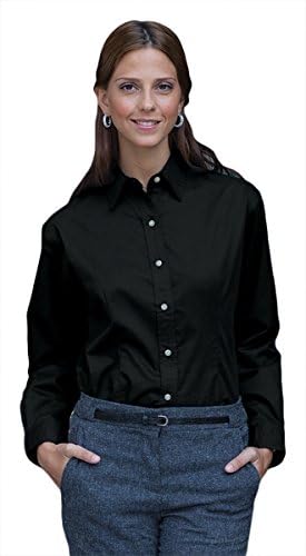Jonathan Corey Women's Button Front Twill Shirt, BLACK, XXXX-Large