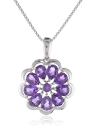 Sterling Silver Gemstone Flower Pendant Necklace (1.80 cttw)