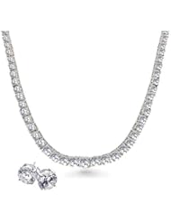 Bling Jewelry Classic CZ Tennis Necklace and Stud Earrings Set
