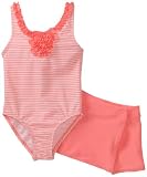 Carters Toddler Girls Toddler 1 Piece Neon Stripe Swimsuit With Skirt