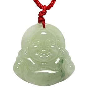 Hand Carved Buddha Jadeite Jade Pendant Necklace