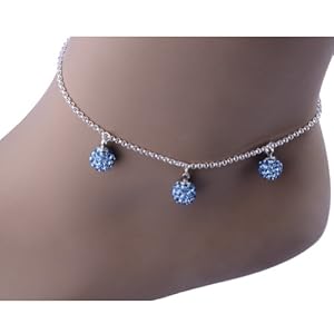 Kadima Swarovski Elements Crystal Disco Ball 8mm Bracelet,Bracelet Length 8.5 Inches,Lt.Sapphire