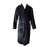 Black Luxury Cotton Velour Kimono Bathrobe XXXLarge