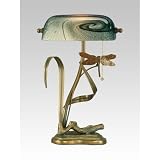 Dale Tiffany Glass Dragonfly Banker Table Lamp - TA50006