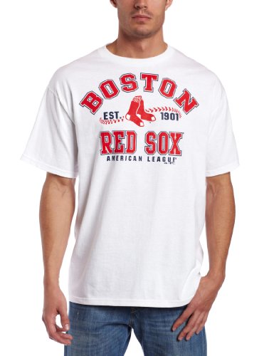MLB Men's Boston Red Sox Dial It Up Short Sleeve Basic Tee (White, Large)