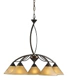 Elk 7646 5 5-Light Chandelier In Aged Bronze and Tea Swirl Glass