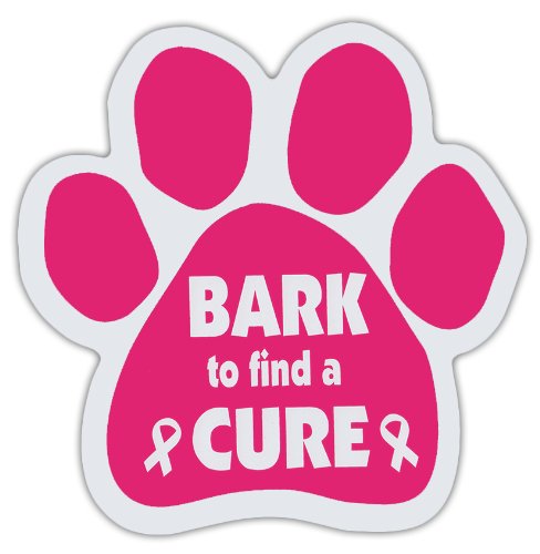 Pink Dog Paw Shaped Magnets: BARK TO FIND A CURE (Breast Cancer Awareness)