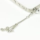 スマートフォンピアス イヤホンジャック用ピアスイニシャル ロングチャーム SILVER / Ａ