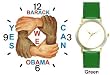 Black & White Hands and Forearms Interlocking - Yes We Can No.2 - President Barack Obama Commemorative - WATCHBUDDY&reg; DELUXE TWO-TONE THEME WATCH - Arabic Numbers - Green Leather Strap-Size-Children's Size-Small ( Boy's Size & Girl's Size )