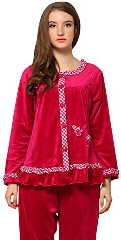 Hapajas Fleece Womens Pajamas Thermal Soft Ladies Sleepwear Medium Red