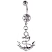 Crystal Rhinestone Anchor Dangle Navel Belly Button Barbell Ring Body Piercing