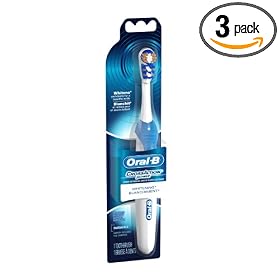 Oral-B CrossAction Power Whitening Battery-Powered Toothbrush (Pack of 3) Colors May Vary