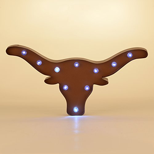 Glitzhome Metal LED Marquee Signs Light Up Wall Decor for Cafe Wedding Birthday Party Christmas, 20.04", Oxhead