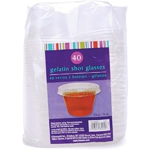 Gelatin Plastic Shot Glass with Lid 2-1/2-Ounce 40-Pack Clear