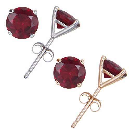 Vir Jewels 14K Gold Garnet Stud Earrings (1.80 CT ; 6 MM Round Cut)