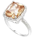Champagne Color CZ Sterling Silver Ring Sizes: 5-9